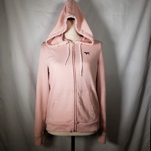 PINK victoria secret full zip hoodie button sleeve